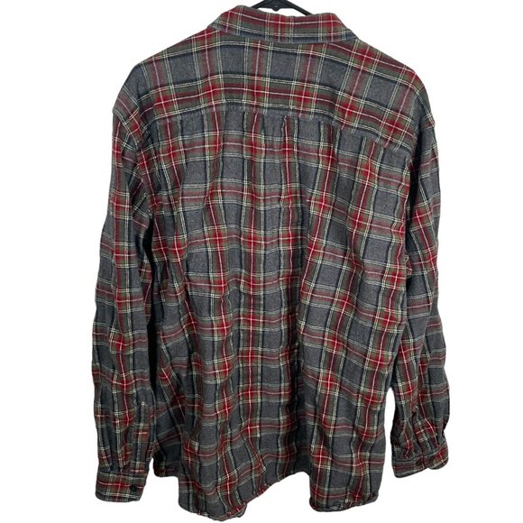 L L Bean Flannel Button Down Shirt Large Red Plaid Sleeve Traditional Fit Red - Picture 7 of 7